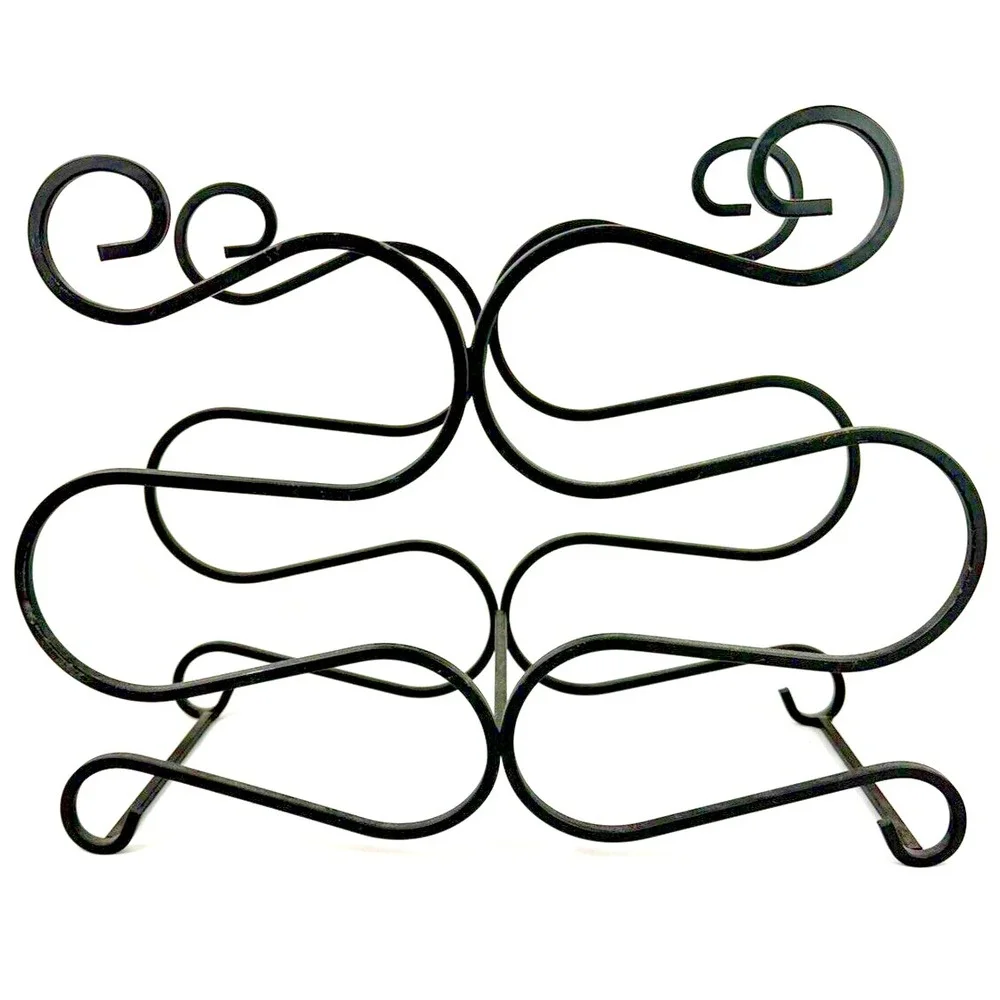 Wine Rack Black Metal Wrought Iron Counter/Table Top Holder Stand 6 Bottle